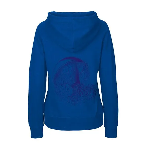 HANDGEDRUCKT HANDGEDRUCKT "Medusa" Frauen HOODY aus reiner Biobaumwolle (kbA), Royal, – Produktbild 1 von 4