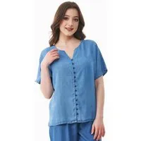 ORGANICATION ORGANICATION Bluse aus TENCEL Lyocell in Denim-Optik, Blue, – Produktbild 1 von 1