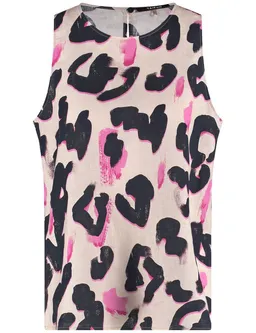 Taifun Taifun Blusentop Ärmellose Leinenbluse mit Leo-Print – Produktbild 1 von 1