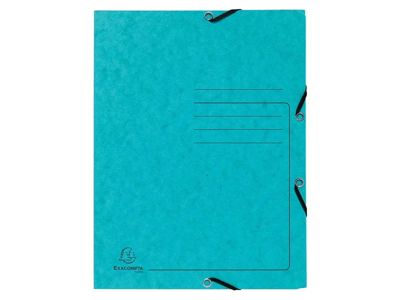 Exacompta 25 Exacompta Sammelmappen, Colorspan-Karton, 355 g/m², DIN A4, Gummizug, 3 Klappen, türkis – Produktbild 1 von 1
