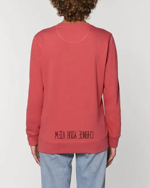 Human Family Human Family Bio Unisex Rundhals-Sweatshirt - "Change your view", Hellrot (rot), – Produktbild 2 von 3