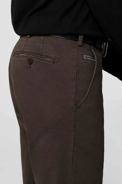 Meyer MEYER Micro Print Baumwoll Twill Chino, Braun (taupe), – Produktbild 4 von 4