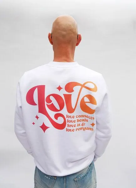 SPARKLES OF LIGHT SPARKLES OF LIGHT Unisex Sweatshirt | LOVE CONNECTS, Weiss, – Produktbild 4 von 4