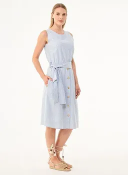 ORGANICATION ORGANICATION Gestreiftes Kleid aus Bio-Baumwolle und Leinen – Produktbild 1 von 1