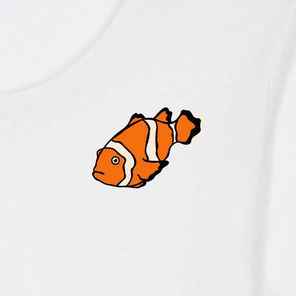 Spangeltangel Spangeltangel T-Shirt bedruckt, "Clownfisch", nachhaltig, Biobaumwolle, Brustprint, Damen, Kurzarmshirt, Damenshirt, Frauen, bio, Weiss, – Produktbild 2 von 3
