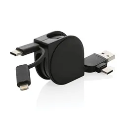 XD Collection 6-in-1 Kabel aus TPE und RCS Standard recyceltem Kunststoff, schwarz, Schwarz, – Produktbild 1 von 1