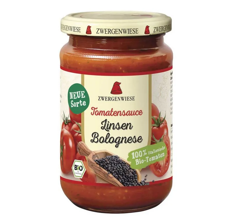 Zwergenwiese Zwergenwiese Saucen Tomatensauce - Linsen Bolognese 340ml – Produktbild 1 von 2