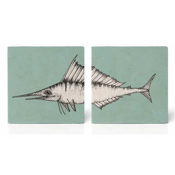 LIGARTI Fliesenuntersetzer 2er-Set »Schwertfisch« von LIGARTI | Design Untersetzer | Natursteinfliese – Produktbild 1 von 1