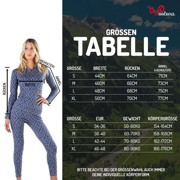 Woolona Woolona Langarmshirt - VENUS - 100% Merinowolle (Zip), Grün, – Produktbild 2 von 2