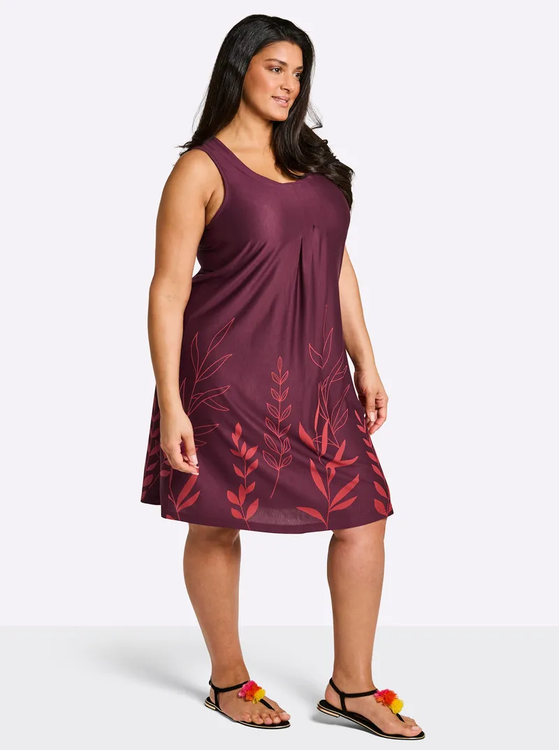 sheego A-Linien-Kleid, Burgund-hummer-bedruckt, – Produktbild 1 von 2
