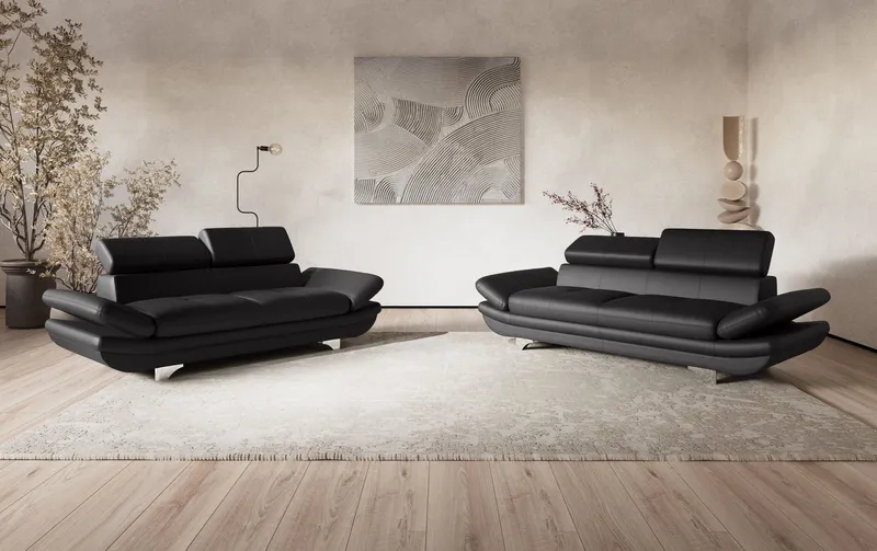 COTTA 3-Sitzer Enterprise, Big-Sofa mit Kopfteil- und Armteilverstellung, B:233 cm, Modernes Einzelsofa, Schwarz, – Produktbild 1 von 5