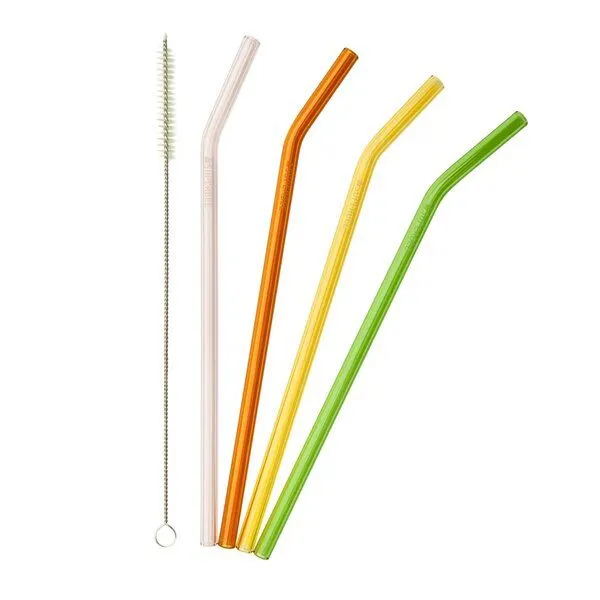 SuperBee SuperBee Wiederverwendbare Glasstrohalme aus Borosilikatglas – 4er-Set mit Reinigungsbürste – Produktbild 2 von 4