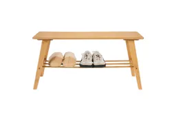 Spetebo Schuhbank Bambus Holz mit integrierter Ablage (80 x 40 cm, 1-St., belastbar bis ca. 150 kg), Massivholz Sitzbank mit Schuhablage – Produktbild 1 von 1