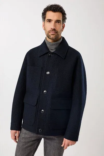 LangerChen LangerChen Field Jacket aus Techno Felt, Navy (blau), – Produktbild 1 von 4