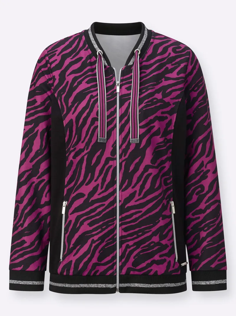 feel good Jacke magenta-schwarz-bedruckt, Magenta-schwarz-bedruckt, – Produktbild 2 von 2