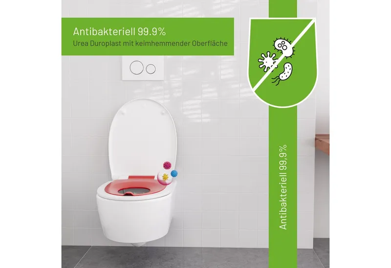 LUVETT Kinder-WC-Sitz C490 mit Kindersitz Softclose Magnetisch abnehmbar Duroplast O-Form (Komplett-Set, Kindersitz-Einlage), mit Original SoftClose® Absenkautomatik, Duroplast, Rot, – Produktbild 2 von 5