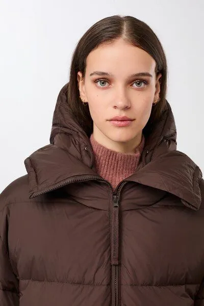 LangerChen LangerChen Steppjacke mit Kragen und abnehmbarer Kapuze, Coffee (braun), – Produktbild 2 von 4