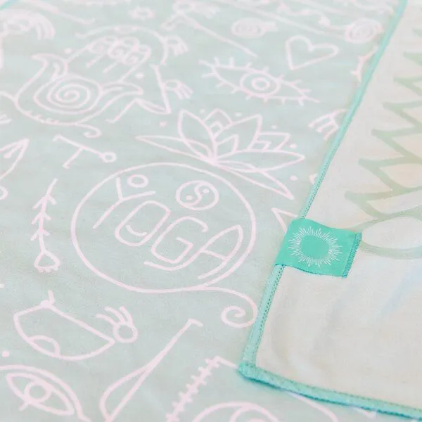 Divasya Divasya Rutschfestes Yoga Handtuch im 2er-Set | Mattenauflage & Gesichtshandtuch, Mint, – Produktbild 4 von 4