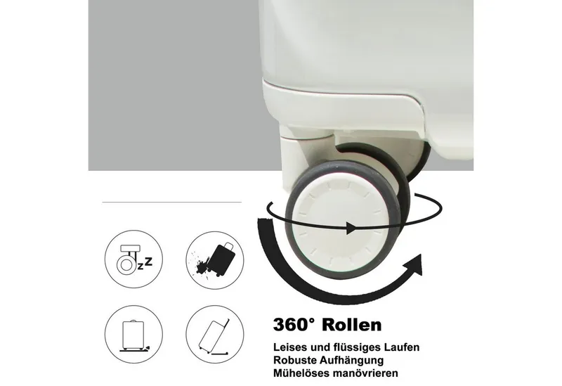 Travelhouse Hartschalen-Trolley Capri, 4 Rollen, PC Hartschale, USB + USB C Anschluss, Rollenbremse, Weiß, – Produktbild 5 von 5