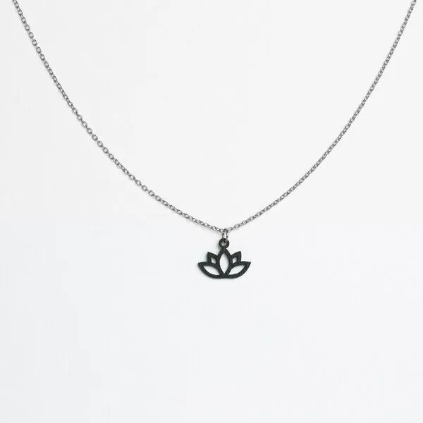 feinformart feinformart Kette mit Holzanhänger 'Lotus', Schwarz, – Produktbild 2 von 4