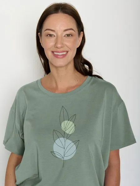 GreenBomb GREENBOMB Bloom Classic Feel - Lässiges T-Shirt aus Bio-Baumwoll-Mix / hochwertiger Print / GOTS / Fair & Vegan, Grün (blassgrün), – Produktbild 2 von 4