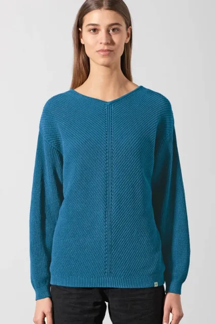HempAge Hempage Damen vegan Pullover Timeless In Meerblau, Blau, – Produktbild 2 von 2