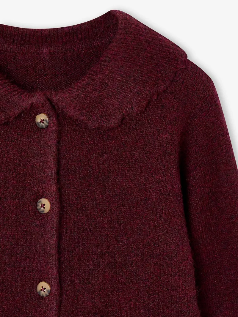 Vertbaudet Vertbaudet Strickjacke mit Bubikragen Mädchen, Bordeaux, – Produktbild 2 von 2
