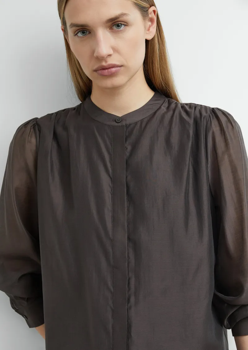 comma comma Verkürzte Bluse mit Raff-Details, Braun, – Produktbild 3 von 3