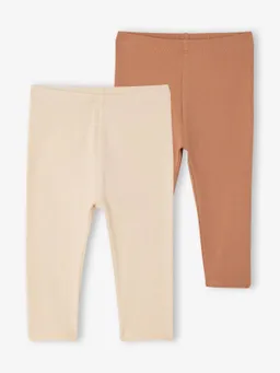 Vertbaudet 2er-Pack Mädchen Baby Leggings BASIC pekannuss – Produktbild 1 von 1
