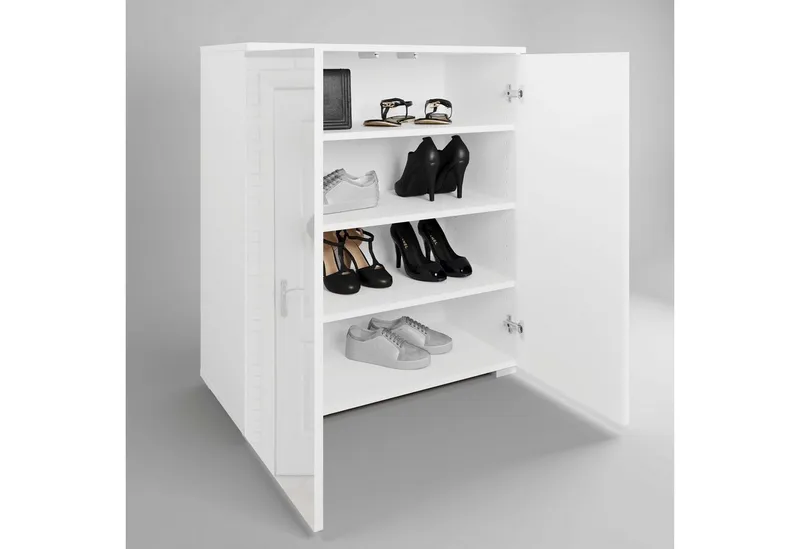 OTTO home Schuhkommode Paris, zwei Türen mit verstellbaren Einlegeböden, Breite 70cm, Weiß, – Produktbild 5 von 5