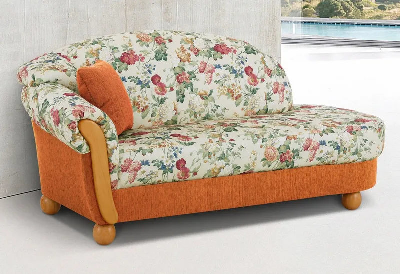 Home affaire Ottomane Milano, bequemes solitär Sofa im Landhaus-Stil, B/T/H 181/79/83cm, Orange, – Produktbild 1 von 3