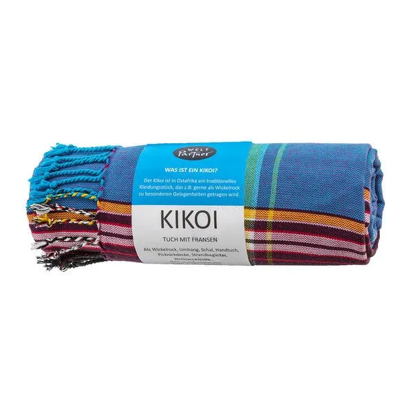 weltPartner weltPartner Baumwolltuch, Strandtuch, Sarong "Kikoi", Blau, – Produktbild 1 von 2