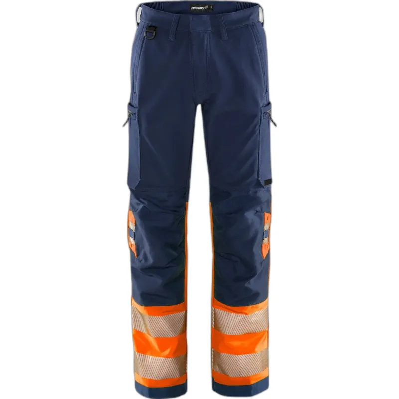 Fristads Hochsichtbare Arbeitshose Klasse 1 Fristads Green 2647 GSTP, Orange, – Produktbild 2 von 2