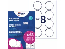 Avery Zweckform Avery Zweckform Selbstklebende Namens-Etiketten Inkjet "J4881" 160 Stk. rund 65mm, weiß – Produktbild 1 von 1