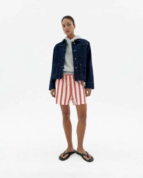 thinking mu thinking mu Geranio Shorts - Red Maxi Stripes - Damen Shorts aus Bio-Baumwolle, Red, – Produktbild 2 von 2