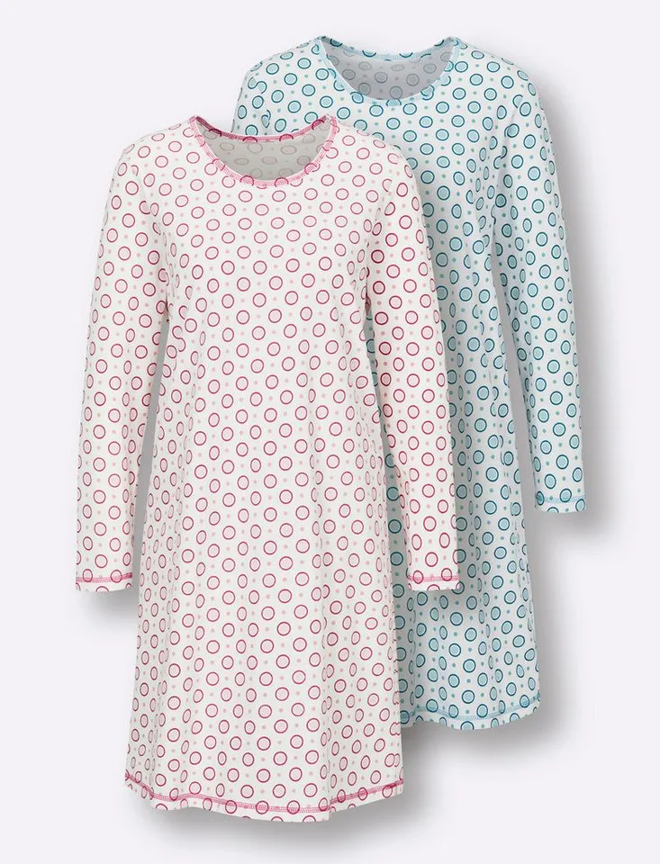 Witt Witt Nachthemd Sleepshirts Langarm (2-tlg), Bunt, – Produktbild 1 von 5