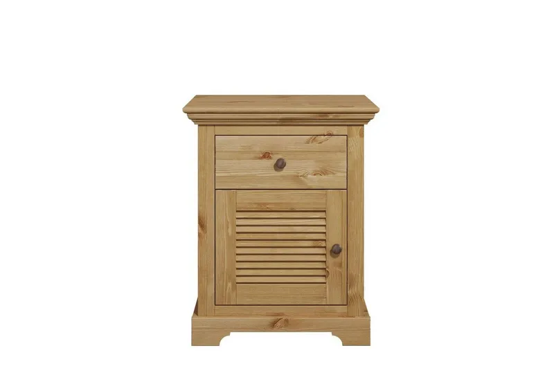 OTTO home Nachtkommode Rauna, Landhausstil, edles Design mit Lamellen und Kassetten, 2 Farben (B/H/T 56/69/39cm), FSC® zertifiziertes Kieferholz, massive Qualität mit viel Stauraum, Beige, – Produktbild 4 von 5