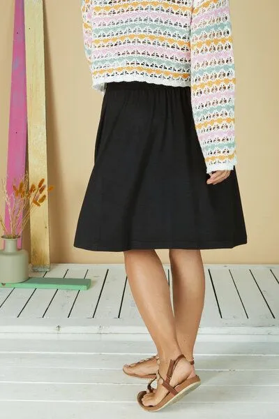 La Gitana La Gitana Luftiger, schwingender Sommerrock „Aurelie“ aus Bio Tencel, knielang., Schwarz, – Produktbild 3 von 4