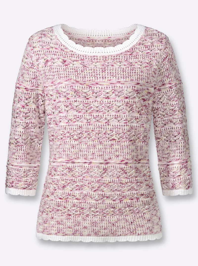 Witt Ajour-Pullover, Ecru-altrosa-gemustert, – Produktbild 1 von 2