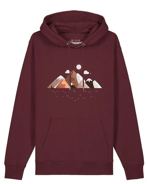 watapparel watapparel Hoodie Unisex Mountains & Moon, Burgundy, – Produktbild 1 von 2