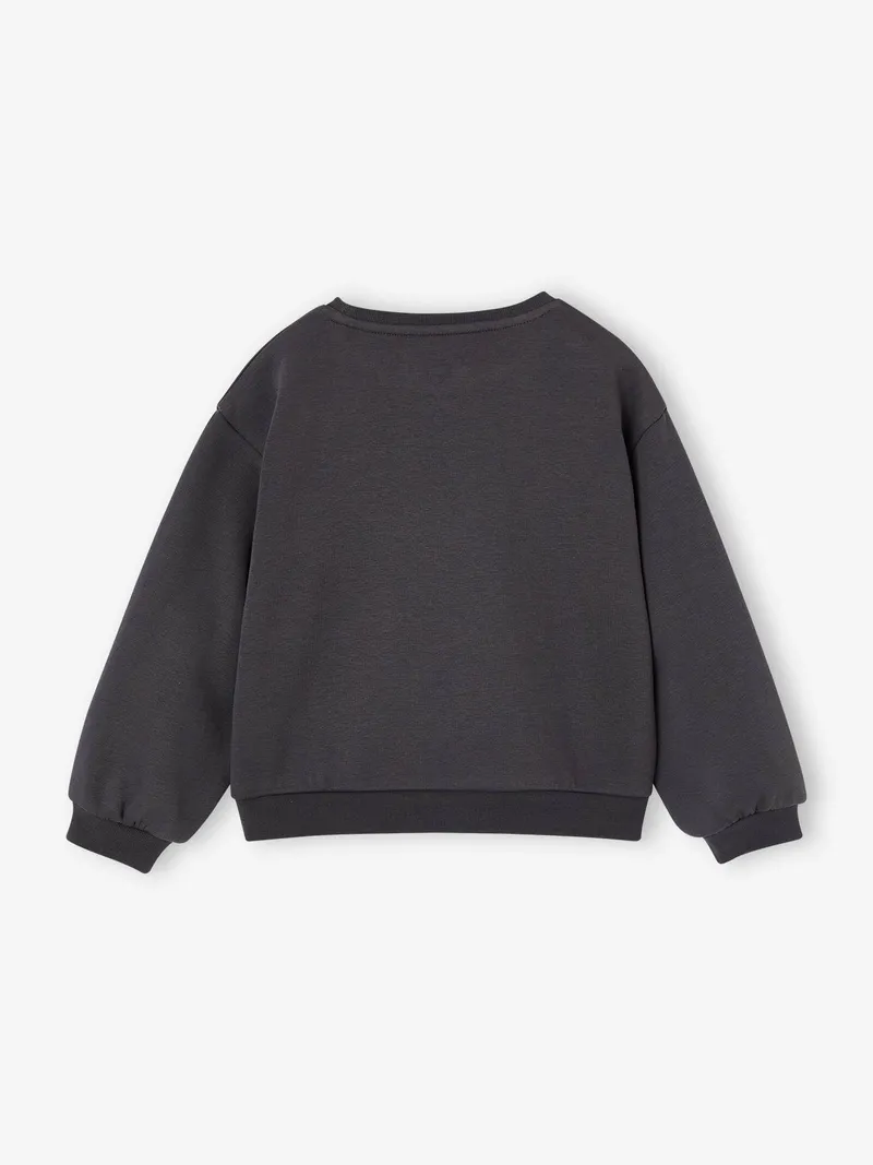 Vertbaudet Mädchen Sweatshirt mit Print BASIC, Anthrazit, – Produktbild 3 von 3