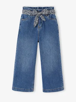Vertbaudet Vertbaudet Weite Paperbag-Jeans mit en Stoffgürtel Mädchen – Produktbild 1 von 1