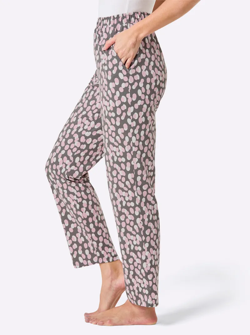 feel good Hose anthrazit-rosé-bedruckt, Anthrazit-rosé-bedruckt, – Produktbild 2 von 3