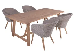 Gartenmöbel-Set "OAKLAND/VISALIA 01" 5-tlg. 1 Tisch Akazie, 4 Sessel KSgefl. hellgrau – Produktbild 1 von 1