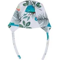 Walkiddy Baby Mütze GOTS zertifiziert, 95% Bio-Baumwolle, weiß/grün, Chamäleon-Muster, Bindebänder, weich – Walkiddy – Produktbild 1 von 1
