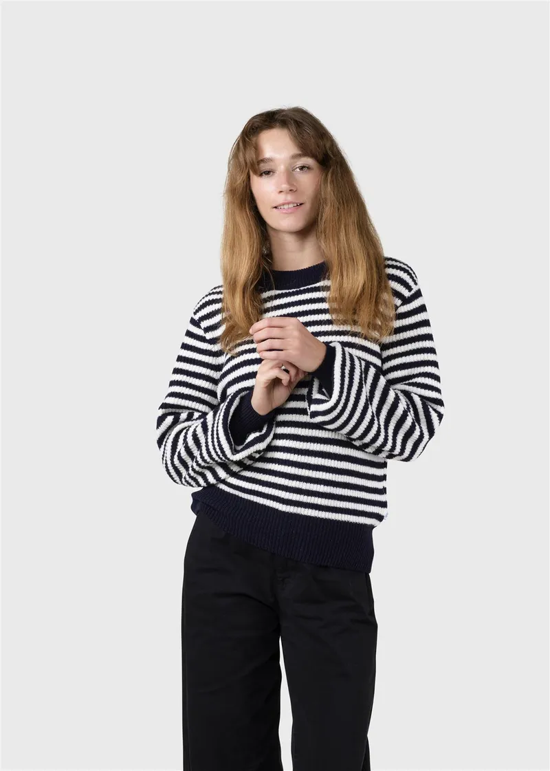 Klitmøller Merino Strickpullover Modell: Gunilla, Cream/red, – Produktbild 2 von 2