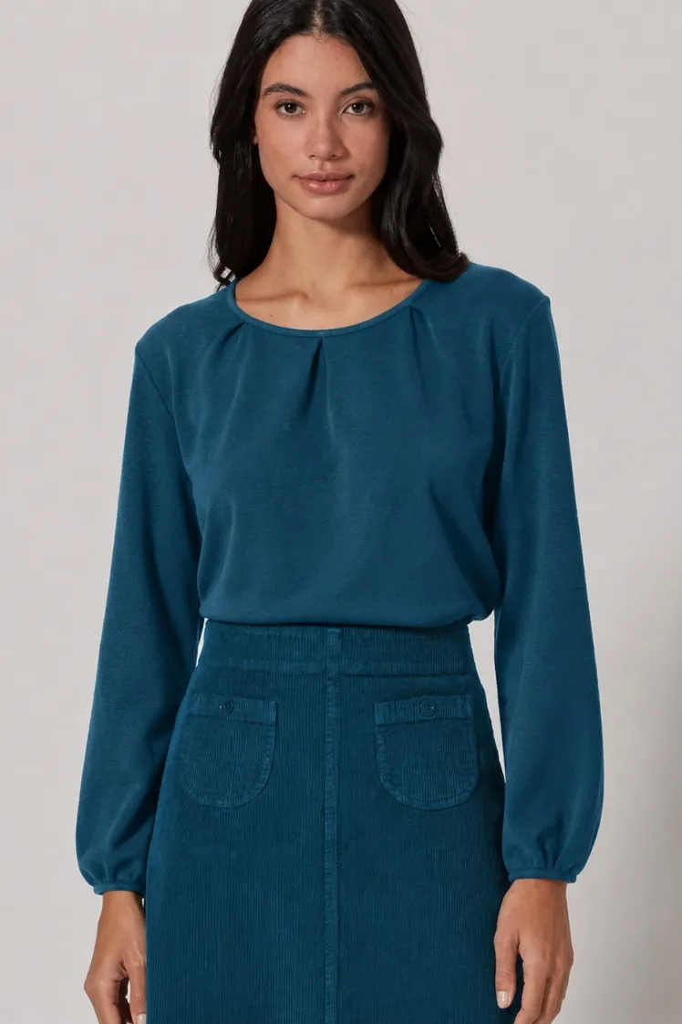 HempAge Hempage Damen vegan Reef Shirt Mit Langen Ärmeln In Teal, Blau, – Produktbild 3 von 4