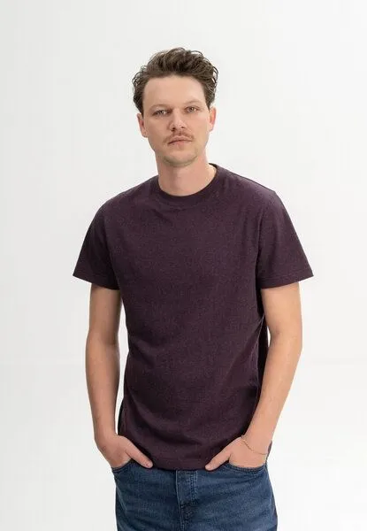 MELA MELA T-Shirt Style AVAN aus 100% Bio-Baumwolle, Elderberry melange, – Produktbild 1 von 5
