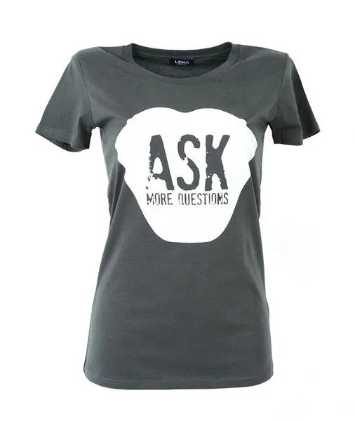 Lena Schokolade Lena Schokolade ASK MORE QUESTIONS - Frauen T-Shirt, Dunkelgrau, – Produktbild 1 von 2