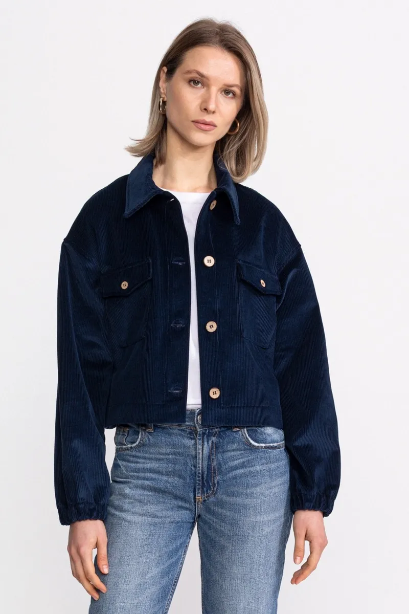 De IONESCU De IONESCU Damen vegan Jacke Corduroy Sibiel, Extra dunkelblau, – Produktbild 2 von 2